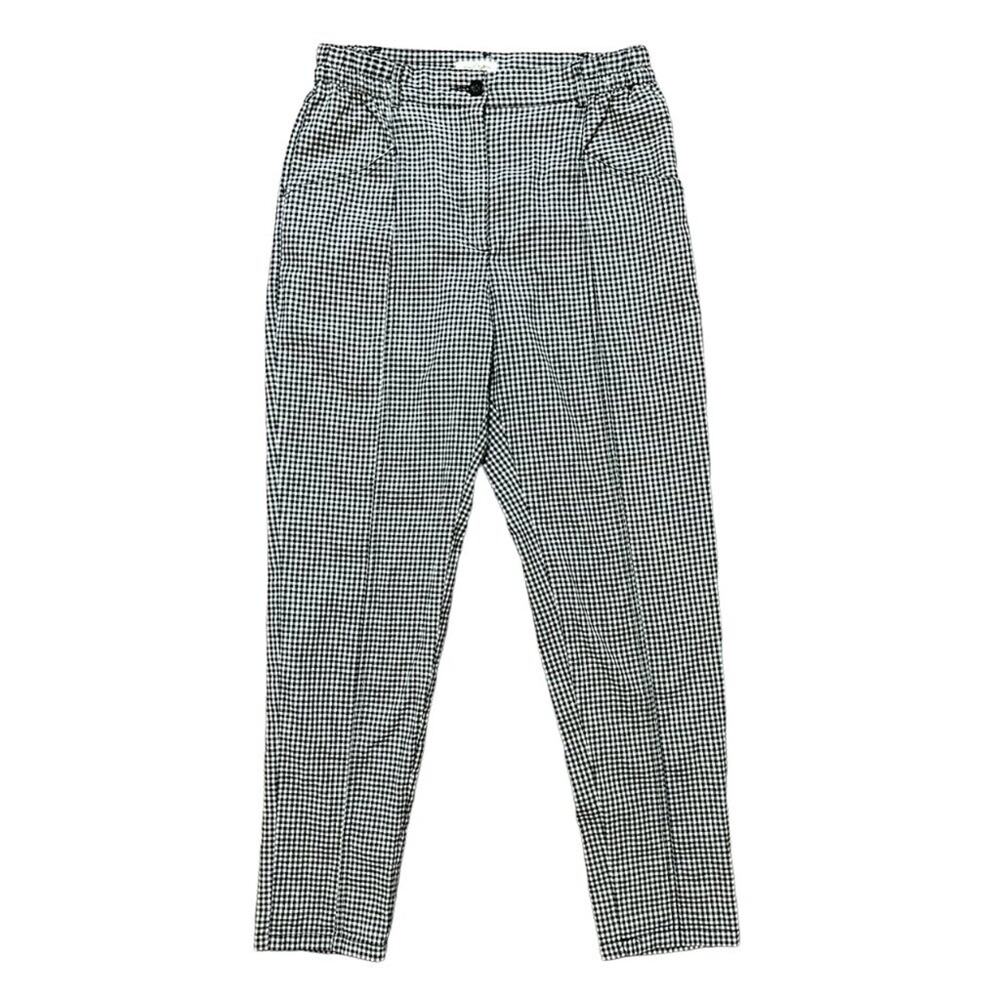 SILENCE + NOISE High Rise Gingham Plaid Tapered Pants in Black & White  SZ 4